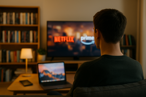 Jeune homme qui regarde une plateforme de streaming